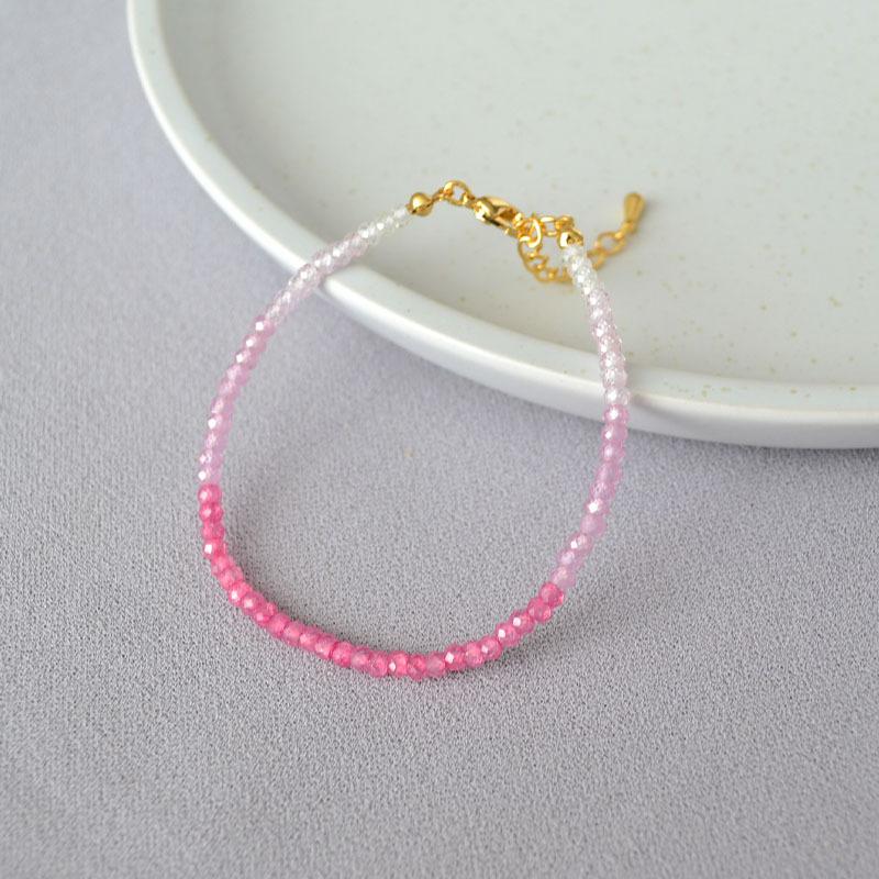 French Niche Design Elegant Shining Section Gradual Change Colored Gemstones Beaded Sweet Cute Temperament Necklace Bracelet