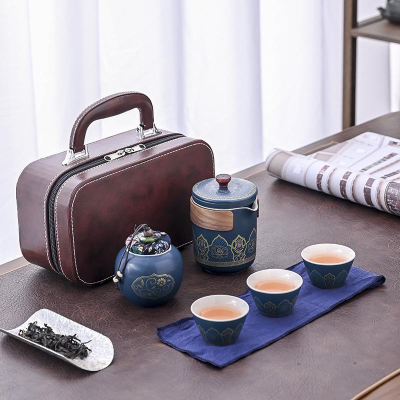 Portable Kung Fu Tea Set: One Pot, Three Cups - Perfect for Outdoor Quick-Serve and Business Gifts