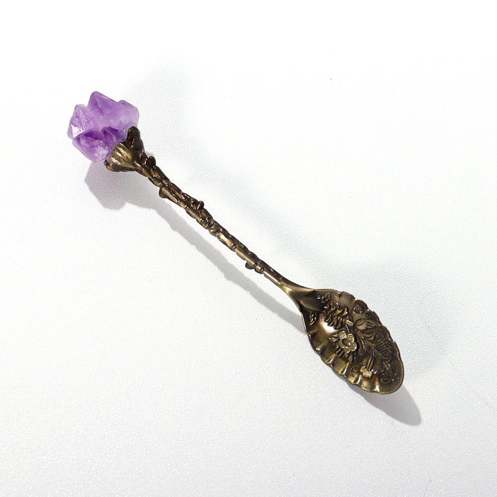 Round Home Natural Amethyst Bar Stirring Scoop Tableware Kitchen Supplies Coffee Spoon Tea Spoon