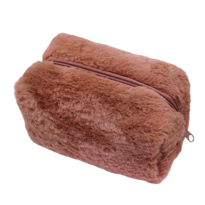 Plush Makeup Bag Soft Polyester Materials for Organizing Cosmetics Fashionable and Practical Designs for Women