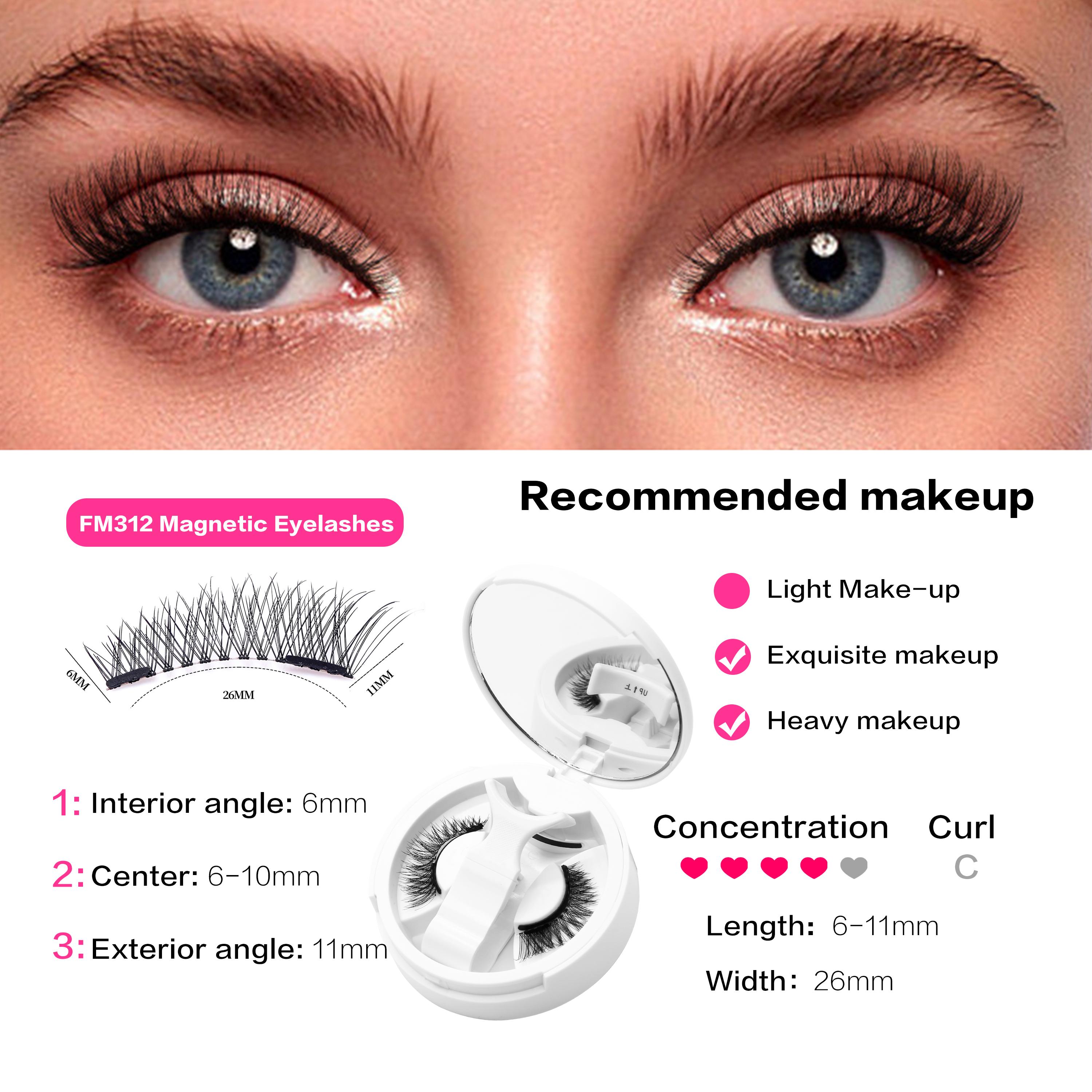 New Private Label 3D Quantum Magnetic Strip Eyelashes Set Handmade Soft False Eyelashes with Reusable Applicator No Glue Needed Natural Long&box