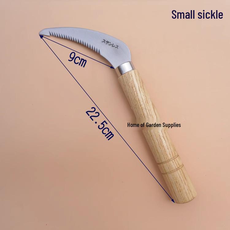 Stainless Steel Serrated Sickle with Koa Wood Handle for Cutting Grass and Wild Vegetables