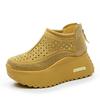8CM Air Mesh Microfiber Leather Chunky Sneaker Ankle Boots Flatform Wedge Bling High Brand Comfy Spring Summer Shoes Women