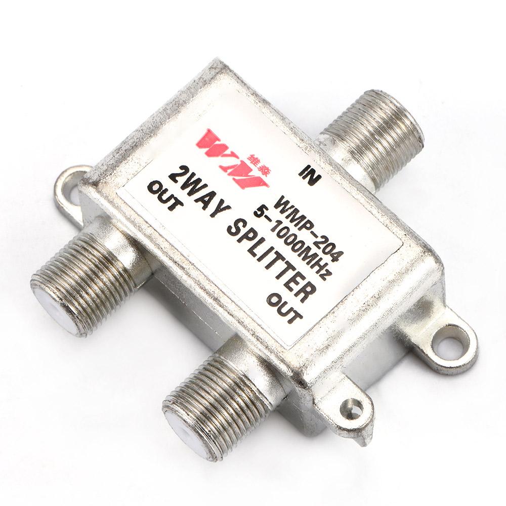 Durable 5-1000 MHz 2 Way Coaxial Cable Coax Cable TV Antenna Satellite TV Receivers Signal Split