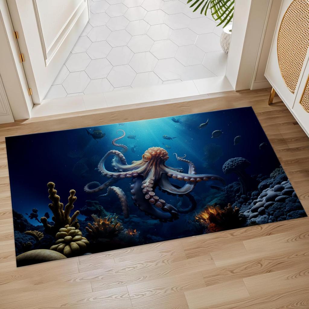 Mountain Bloom Bath Mat Non Slip Wildflower Meadow Bathroom Rug Nature Landscape Floor Mat for Home Decor 17x29.5 Inch