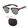 Classic Half Frame Polarized Sunglasses with Case Men Women Retro Rivet Small Sun Glasses Popular Foldable Travel Shades