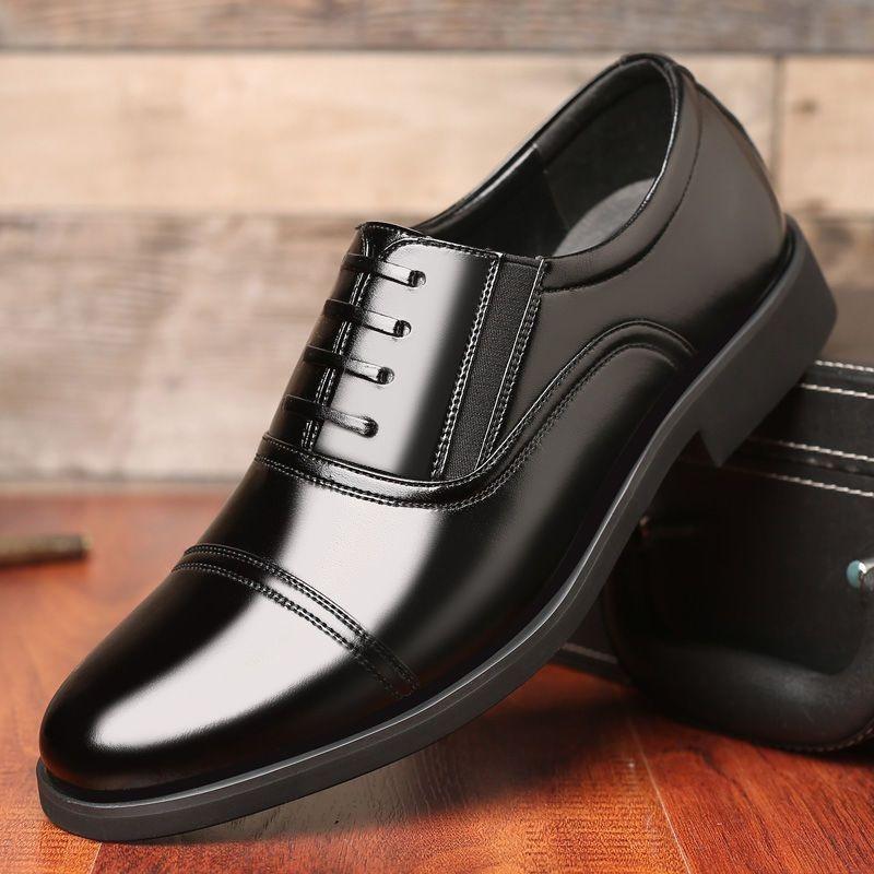 Leather shoes men's three joints business casual leather shoes security dress wedding business casual breathable trend British men's shoes