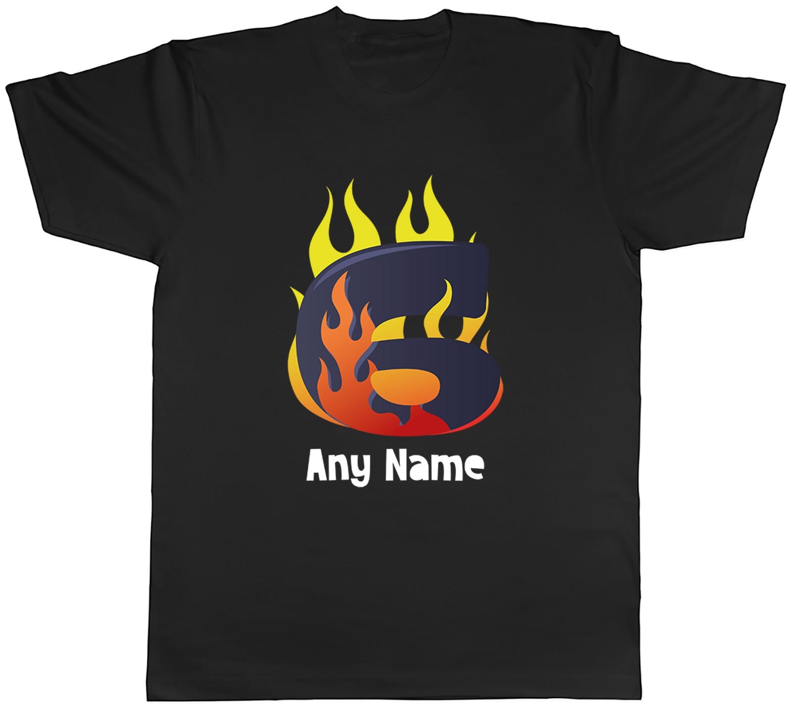 Personalised Number Day Flame Digit 6 Six Mens T-Shirt Tee Gift Top M