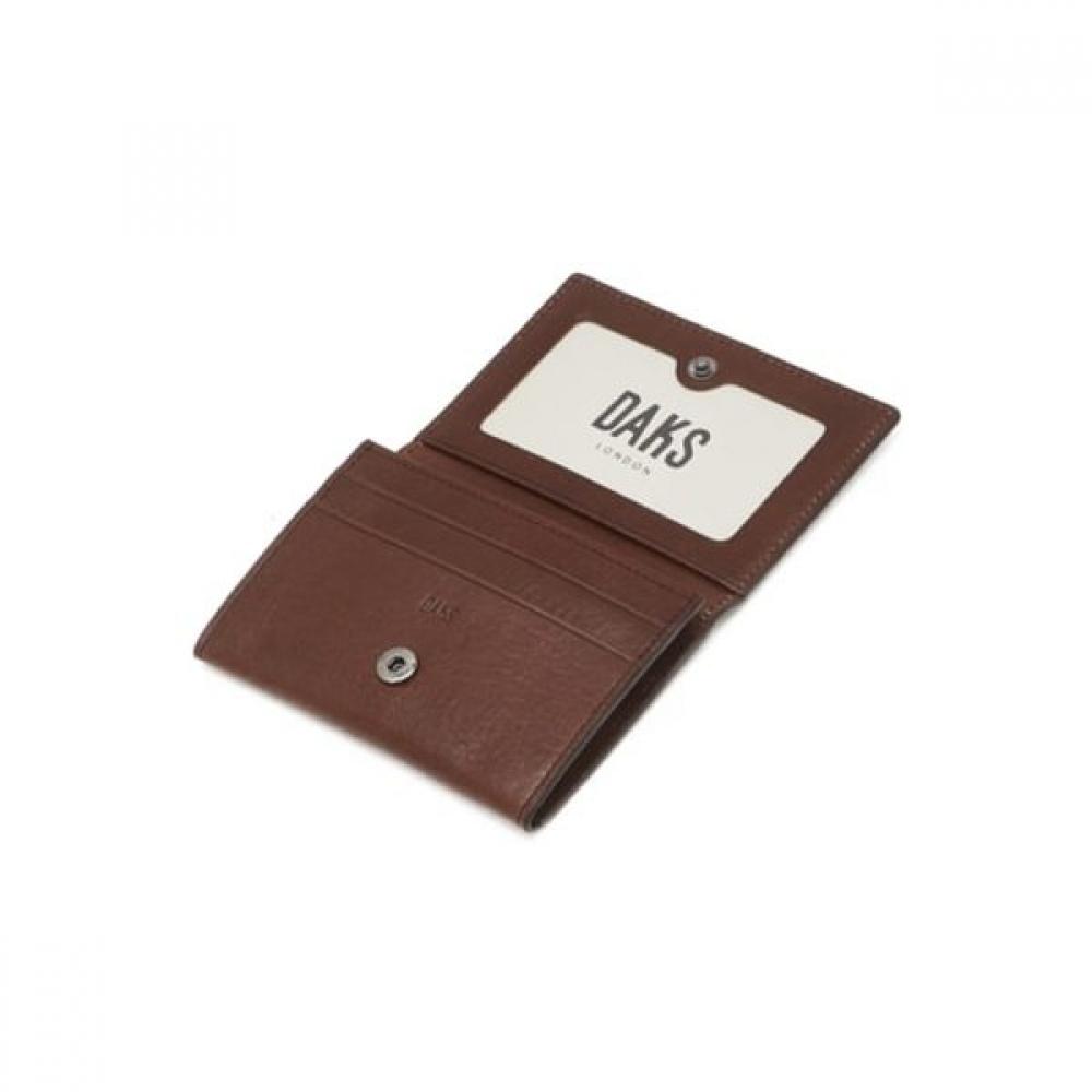 Daks Brown Embossed Logo Cowhide Card Wallet Dbho6el03w3