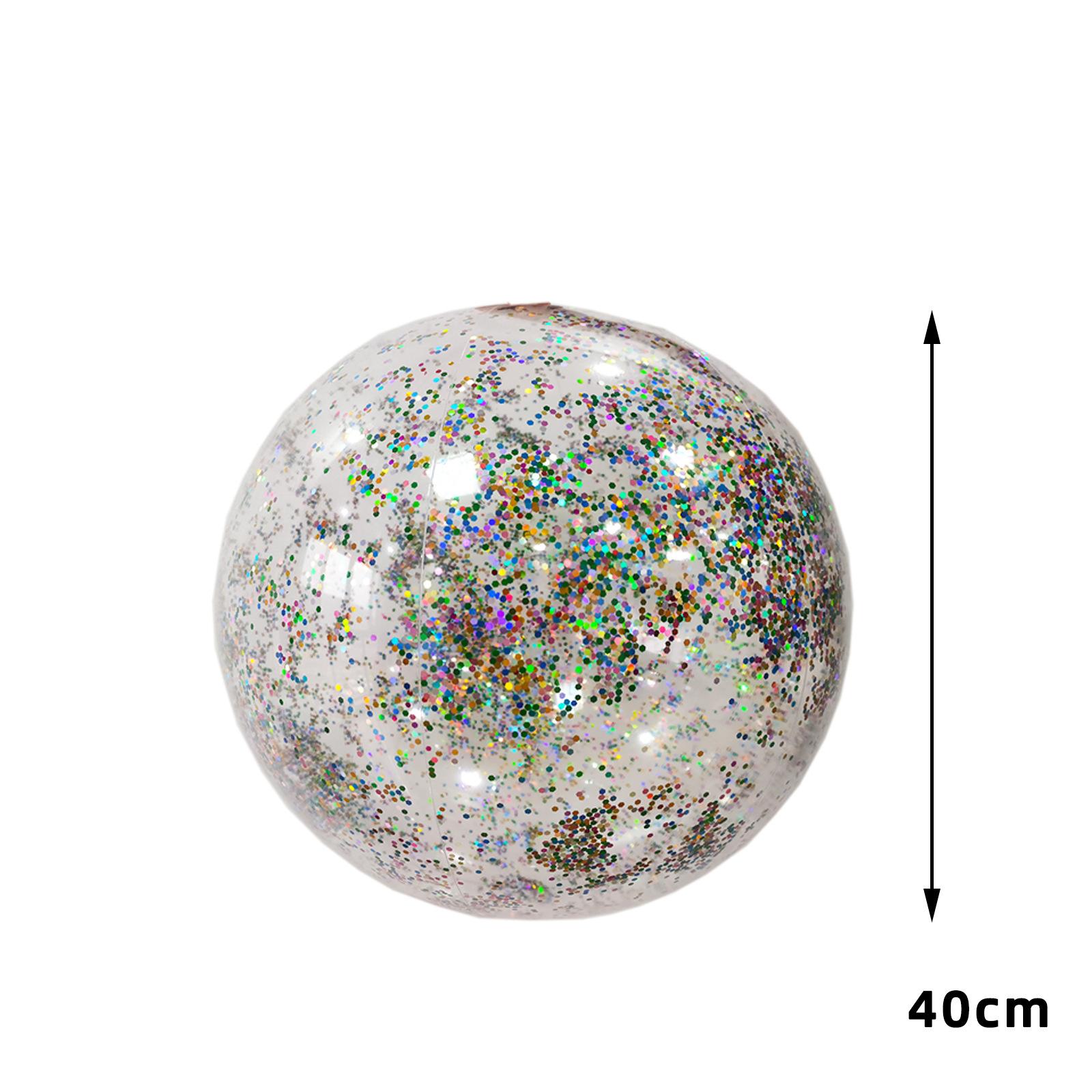 

Блестящий пляжный мяч, игрушка для плавания, мяч, разноцветные бумажные фрагменты, сверкающий надувной прозрачный пляжный мяч, бассейн, вода, пляж серый