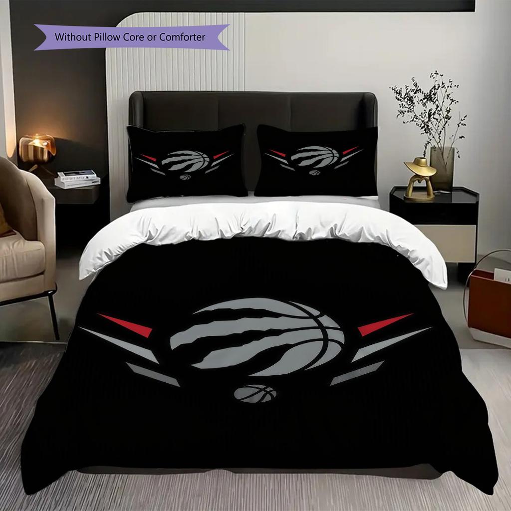 Toronto Raptors Bold Black Bedding(1 * Duvet Cover + 2 * Pillowcase, Without core)Bedding Set Soft and Comfortable Christmas Birthday Gift Bedding
