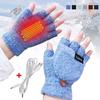 Velvet USB Electric Heated Gloves Female Gloves Knitted Cashmere Gloves Winter Heated Gloves
