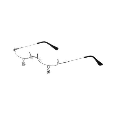 Vintage Glasses Metal Frame Half Without Lens Girls Chic Cosplay Party Decoration Lensless Metal Half Frame Glasses With Chain