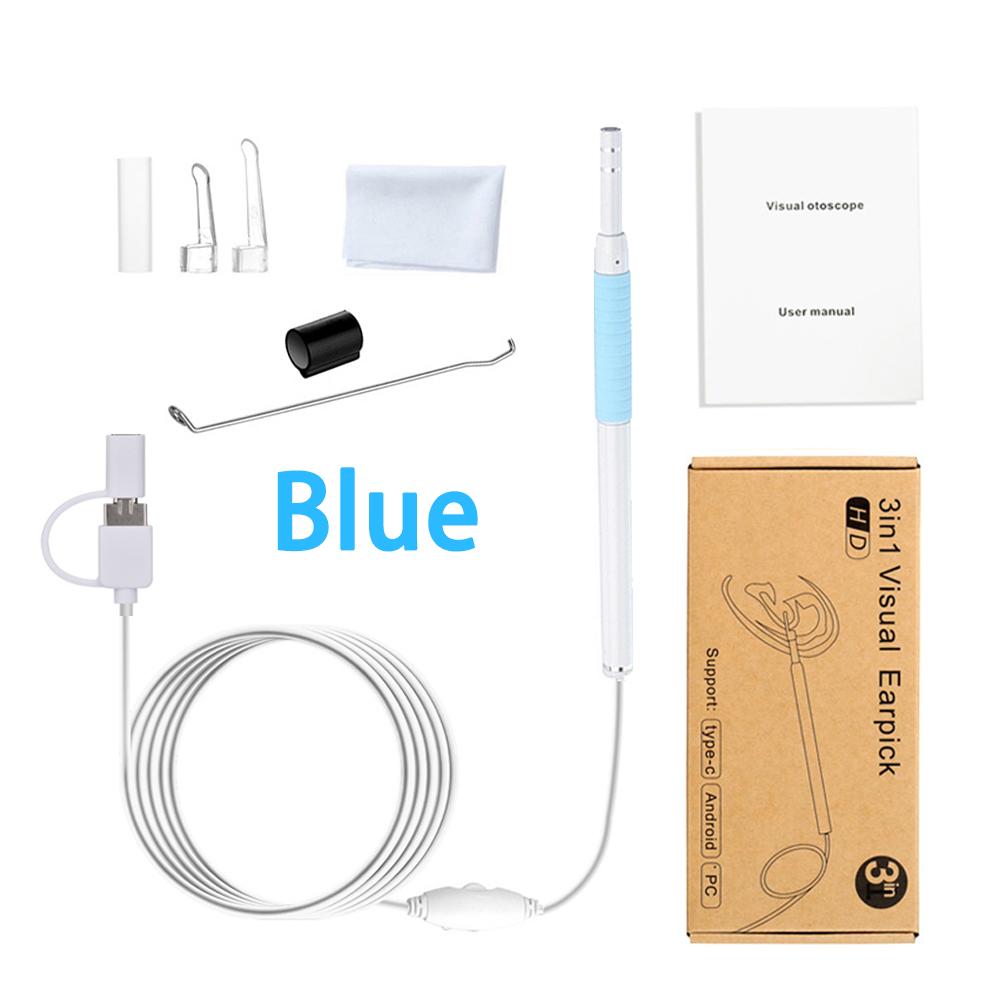 

НОВЫЙ Медицинский Очиститель Ложка для Отоскопа Мини Камера Ушной Эндоскоп Ушной Инструмент Для Удаления Ушной Серы Инструмент Для Зрения Рот Нос Зубочистки синий