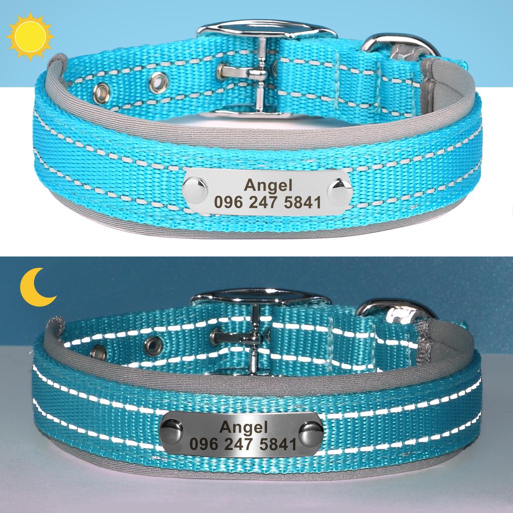 Darmowa spersonalizowana odblaskowa wytrzymała obroża dla psa Darmowe grawerowanie ID Nazwa Naszyjnik Obroże Regulowane dla małych średnich dużych psów Pitbulli