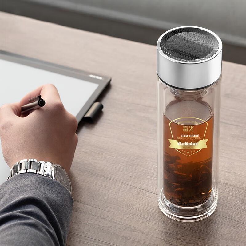 Fuguang Mingyi CU2+ Nano Antibacterial Double-Wall Glass Bottle with Infuser