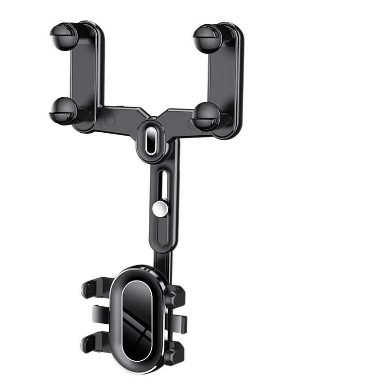 360° Rotating Rearview Mirror Phone Holder with Adjustable Support Bracket