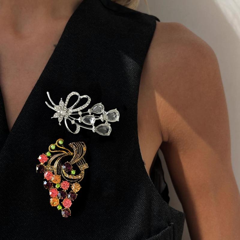 High-end Diamond-encrusted Temperament Elegant and Exquisite Brooch Female Atmosphere Brooch Autumn and Winter Versatile Accessories