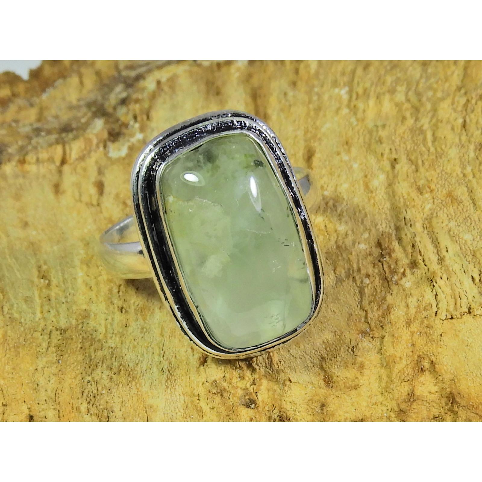 

Natural Prehnite 925 Solid Sterling Silver Ring Size US-8 PG-159