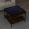 VidaXL Coffee Table with LED Infinity Smoked Oak 50x50x38 Cm, Side Table, Living Room Table, Side Table, End Table 847699