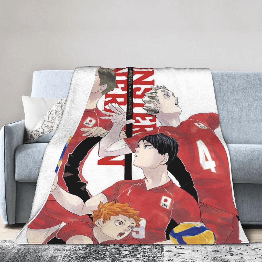Aoba Johsai Volleyball Flannel Blankets Japanese Anime Funny Throw Blankets for Home Hotel Sofa 150*125cm Bedspreads