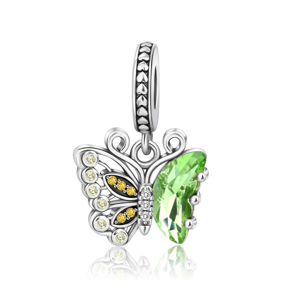 Grüne Farbe Charms Fit Armbänder 925 Silber Avocado Klee Perle Kaktus Chamäleon Zirkon DIY Schmuck Charme