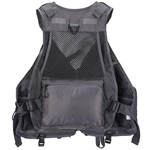 Bassdash Fishing Vest, Mesh Outdoor Top, Multifunctional Vest, Unisex, One Size Fits All (F-22 Gray)