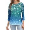 Women's Fashion Casual Christmas Tree Printed Round Neck Three-Quarter Sleeve T-Shirt Top