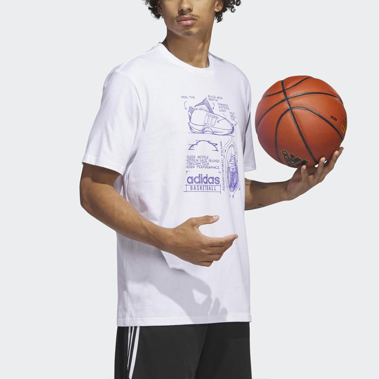 Adidas Round Neck Printed Letter Logo Short Sleeve T-Shirt Men Tops White IA3264