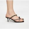 Slingback Woman Sandals Women's High-heeled Shoes Ankle Strap Open Toe High Heel Sandals Black Pumps Female