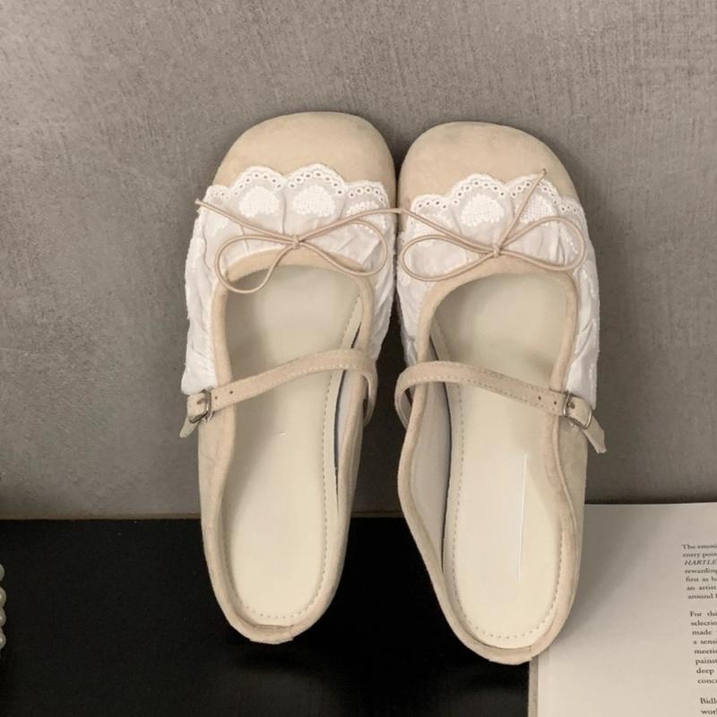 

Модная женская обувь на плоской подошве, модная обувь с круглым носком и неглубоким вырезом, замшевые слипоны с кружевом-бабочкой на мягкой подошве, устойчивые к скольжению, для ношения дома 40