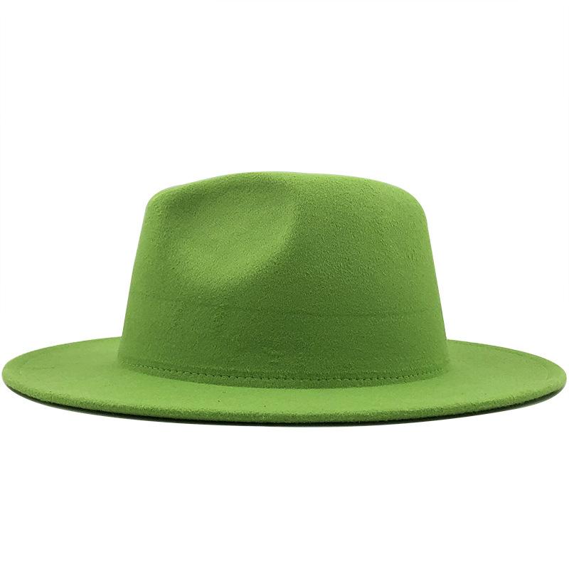 Woolen Top Hat European and American Fashion Fruit Green Plus Yellow Color Matching Hat Women's Flat-brimmed Jazz Hat CM