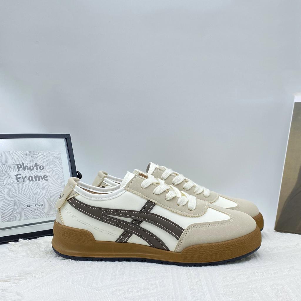 Dexun Schuhe Damen 2025 neu Herbst Retro vielseitig flache Grundplatte Schuhe lässig Sport Forrest Gump weiße Schuhe einzelne Schuhe