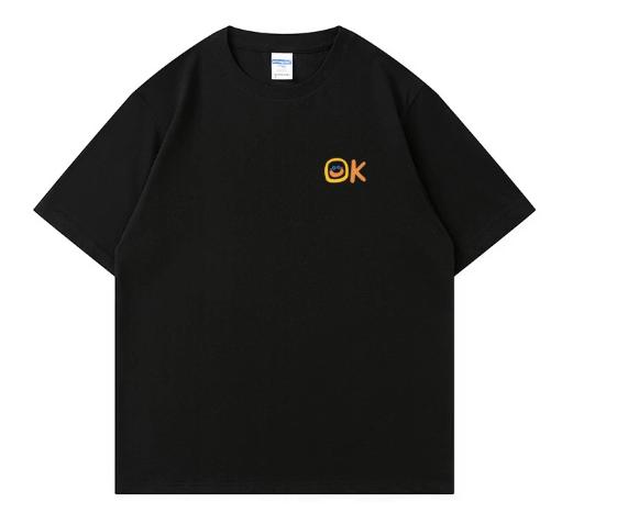 Simple smile OK expression summer fun simple short-sleeved T-shirt casual round-neck top for both men and women S разноцветный
