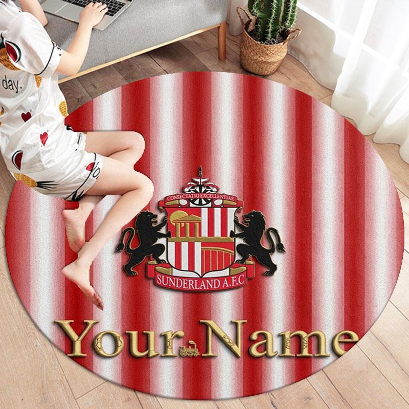 Sunderland A.F Custom Name Round Area Rug,Carpet Rug for Living Room Bedroom Sofa Playroom Decor,Non-slip Floor Mat