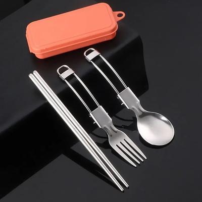 Foldable Camping Spoon Fork Chopsticks Flatware Camping Travel Utensil Set Folding Picnic Cutlery Hiking Spoon Chopsticks Fork