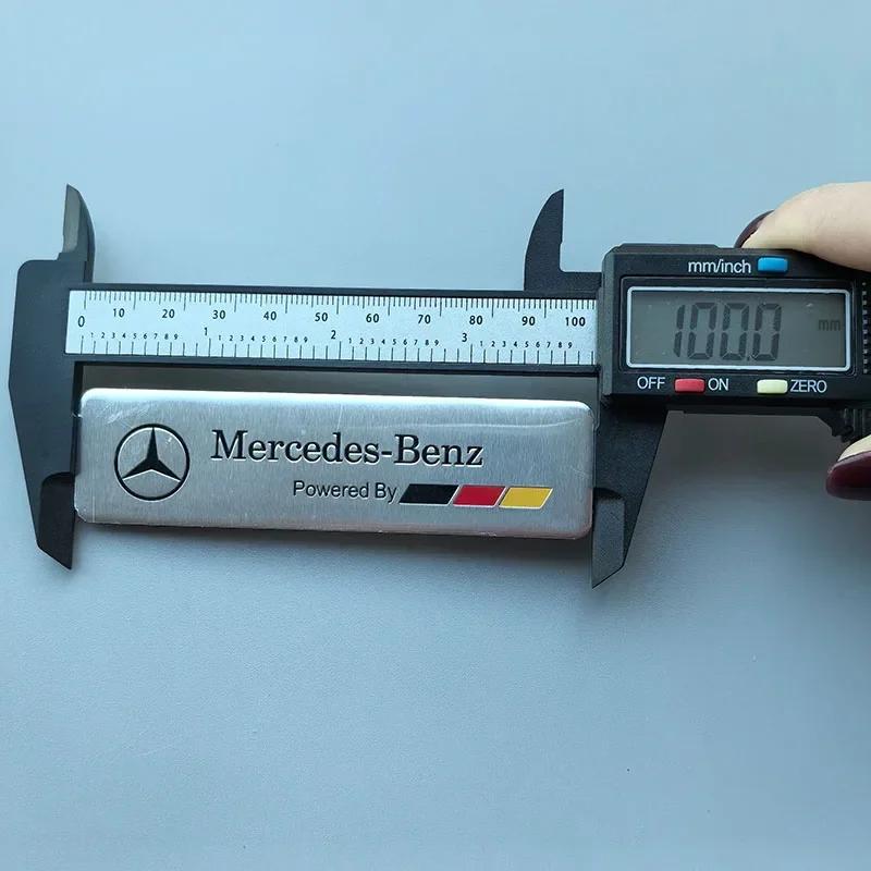 

Long Thin Aluminium Label Sticker Car Emblem for Mercedes Benz Star Badge Powered By Germany Flag Racing Track Stripes Silver aluminium sticker