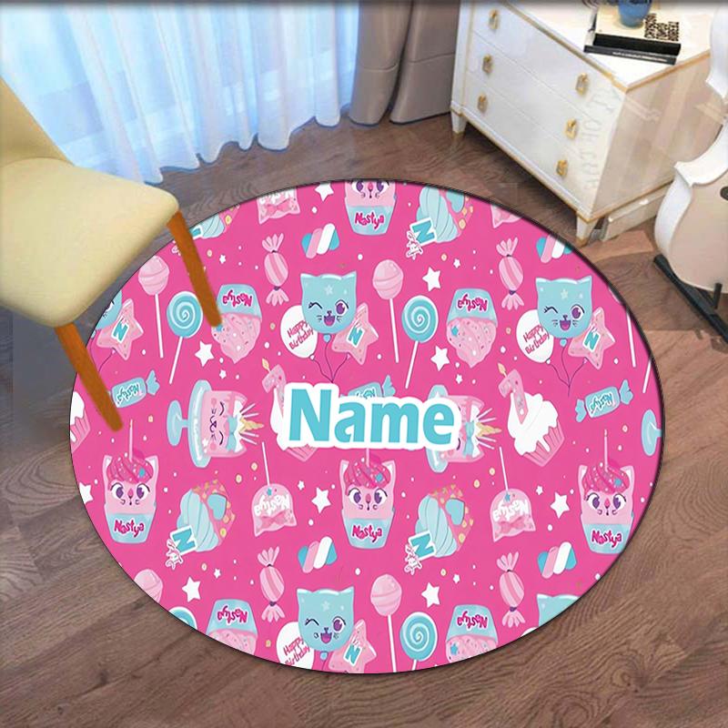Custom Name Like Nastya Printed Round Rug Carpet Chair Rug Area Rug Entryway Doormats,for Office Chair Living Room Bedroom Kitchen Room.