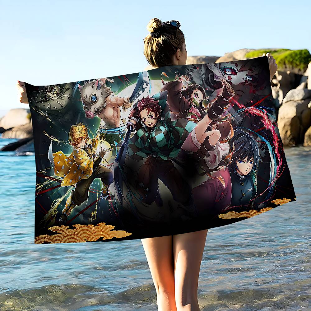 Anime Demon Slayer Beach Towel Colorful Bath Towels For Girl Microfiber Quick Dry Sand Free Beach Yoga Spa Gym Pool