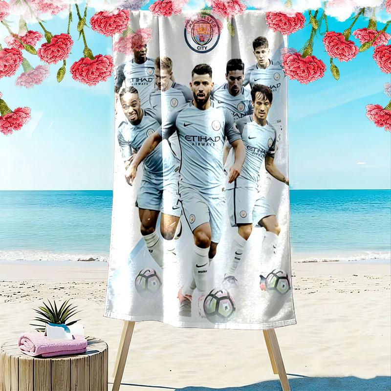 Manchester City F16.C Print Beach Towel, Large Soft Quick Dry Towel for Beach Camping Swimming