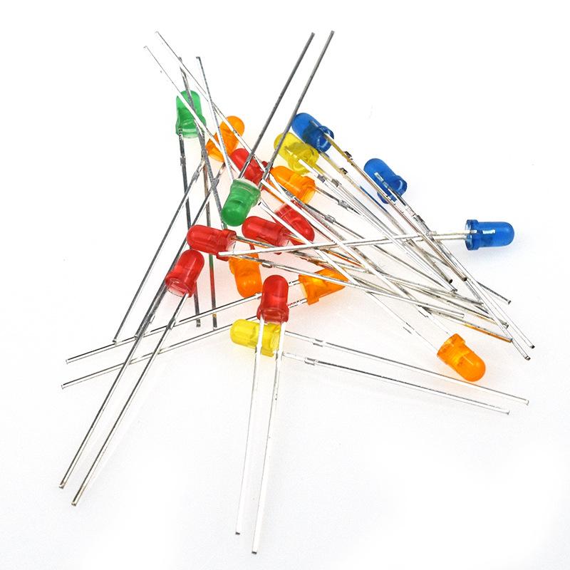 3mm Multi-Color LED: Red/White/Blue/Light Yellow/Light Red/Yellow-Green/Orange/Emerald Green Through-Hole Diode