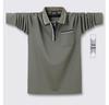 Men's Plus Size Cotton Zipper Long Sleeve Polo with Turn-Down Collar for Autumn and Winter