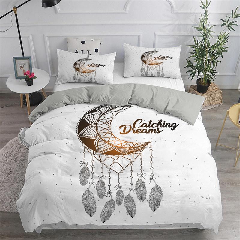 Dreamcatcher White Duvet Cover Microfiber Bohemian Print King Bedding Collection For Girls Adults Soft Comforter Cover With Pillowcase
