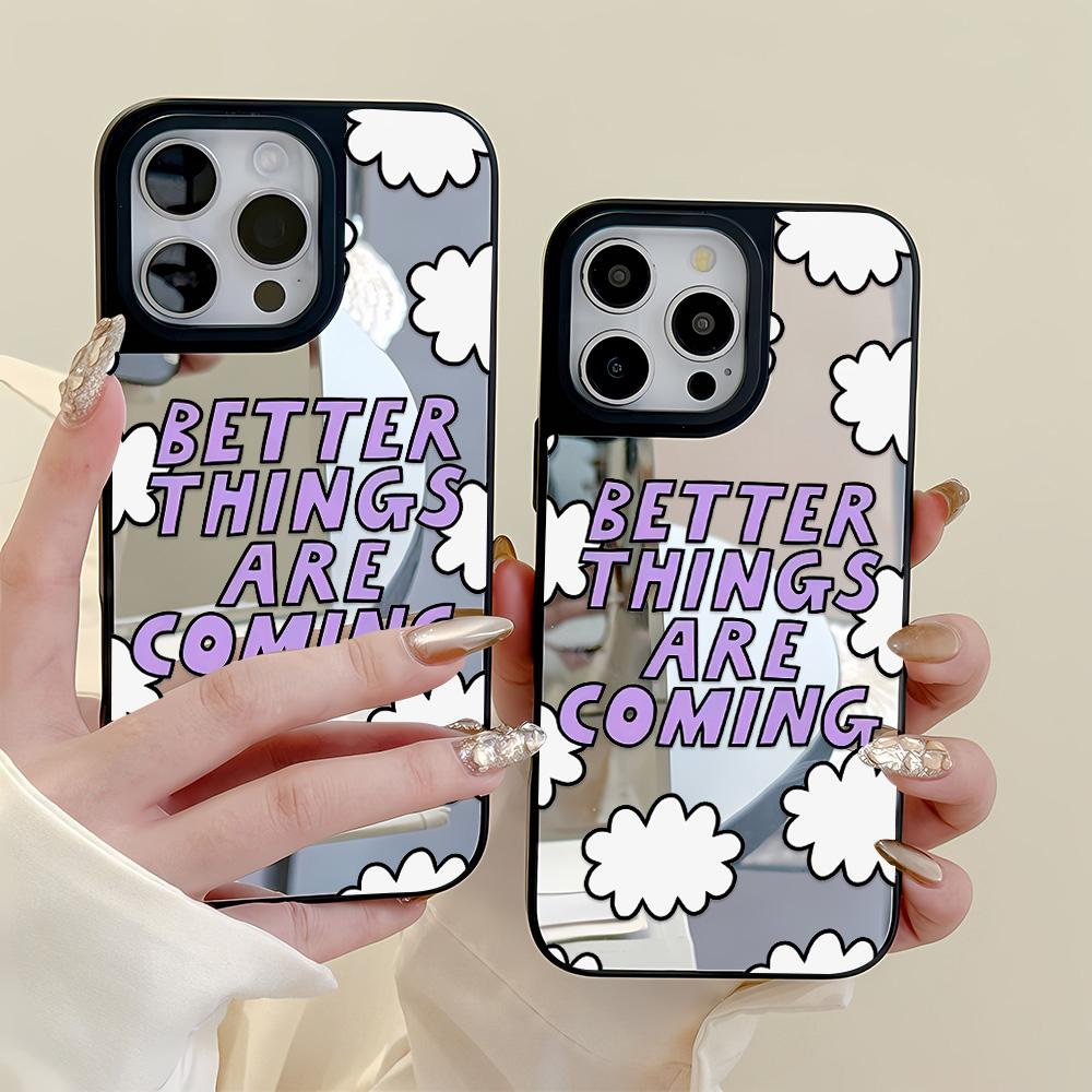 Mirror Phone Case for iPhone 15 11 13 14 for 15 16 Pro Max 12 13 16 Pro Cloud Flower and Animal Cute Style Phone Case