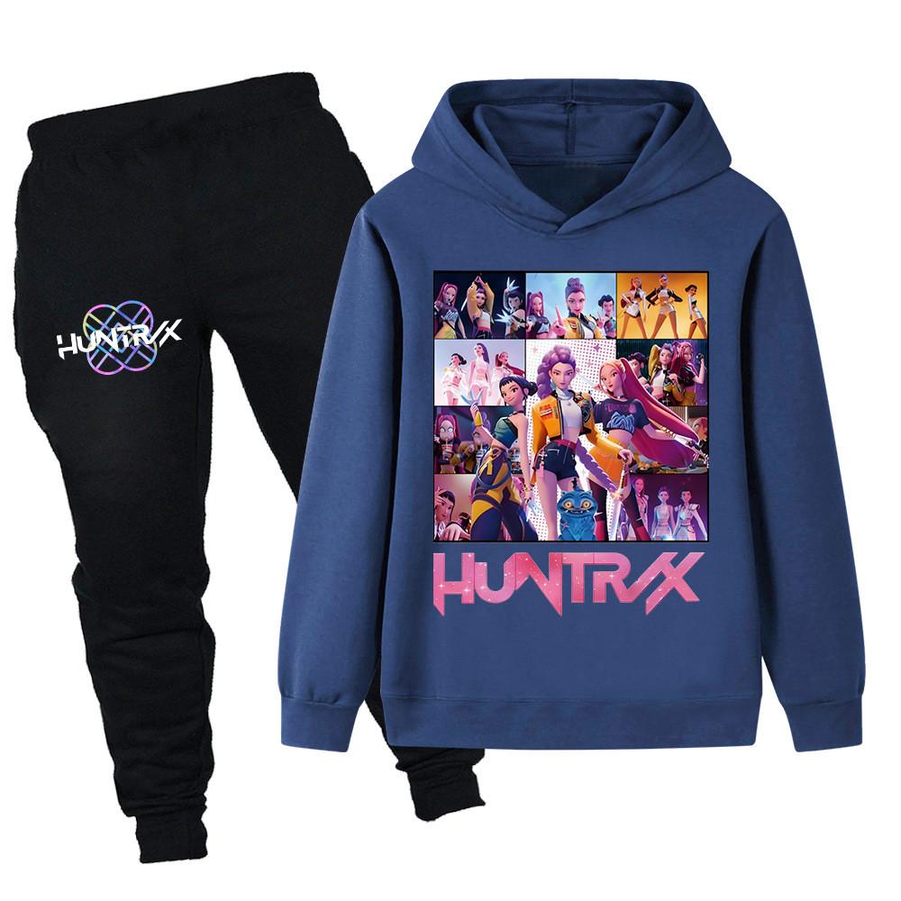 PB1250 Kinder Jungen Mädchen Kpop Mira Zoey Rumi Druck Langarm Kapuzenpullover Hose Hose Kleidung Sets