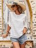 2025 Spring/Summer European & US White Ruffle Sleeve Round Neck Women's Loose Short Sleeve Fashion Top