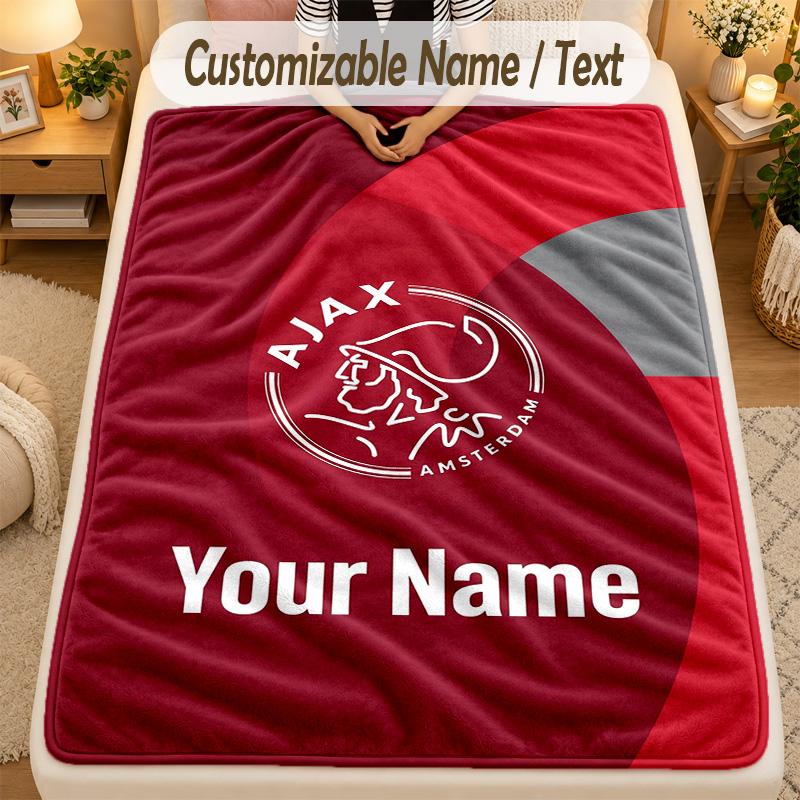 Flannel BlanketAjax Amsterdam Custom Name Text Personalized Soft Warm Throw Blanket Home Decor Gift