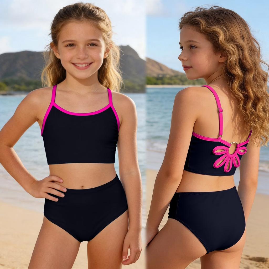 Girls Color Bikini Set Two Piece Swimsuits for Kids Summer Beach Vacation