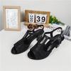 Fashion 2025 Summer Female Sandal Sale Of Women's Shoes Block Heels Open Toe Girls New Fashion Real Chunky Comfort Peep Scandals Genuine