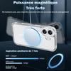 Coque de téléphone - WENZYLIQUOX - iPhone 16 (6,1 pouces) - MagSafe aimantée - Antichoc TPU bumper - Dos PC transparent